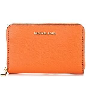 Michael Kors Jet Set Small Zip Around Gold-Tone Hardware Card Case